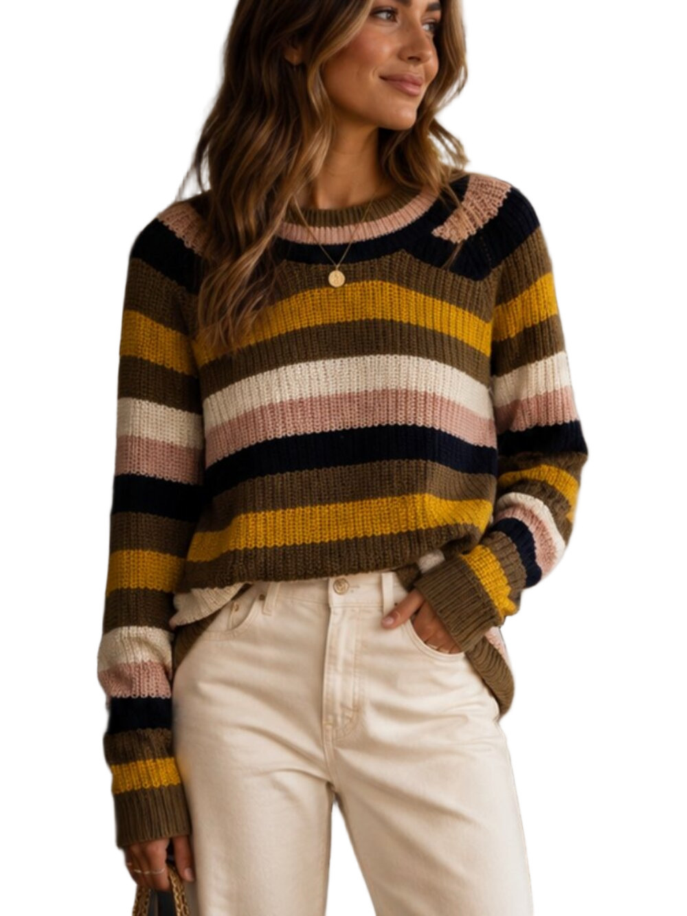 Madewell Merino Wool Striped Sweater Small Mustard Chunky Knit Cozy Pullover